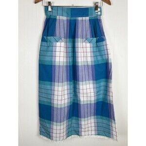 VTG Miss Sophisticates by Pendleton Teal Blue Plaid Skirt - Measures Size Small